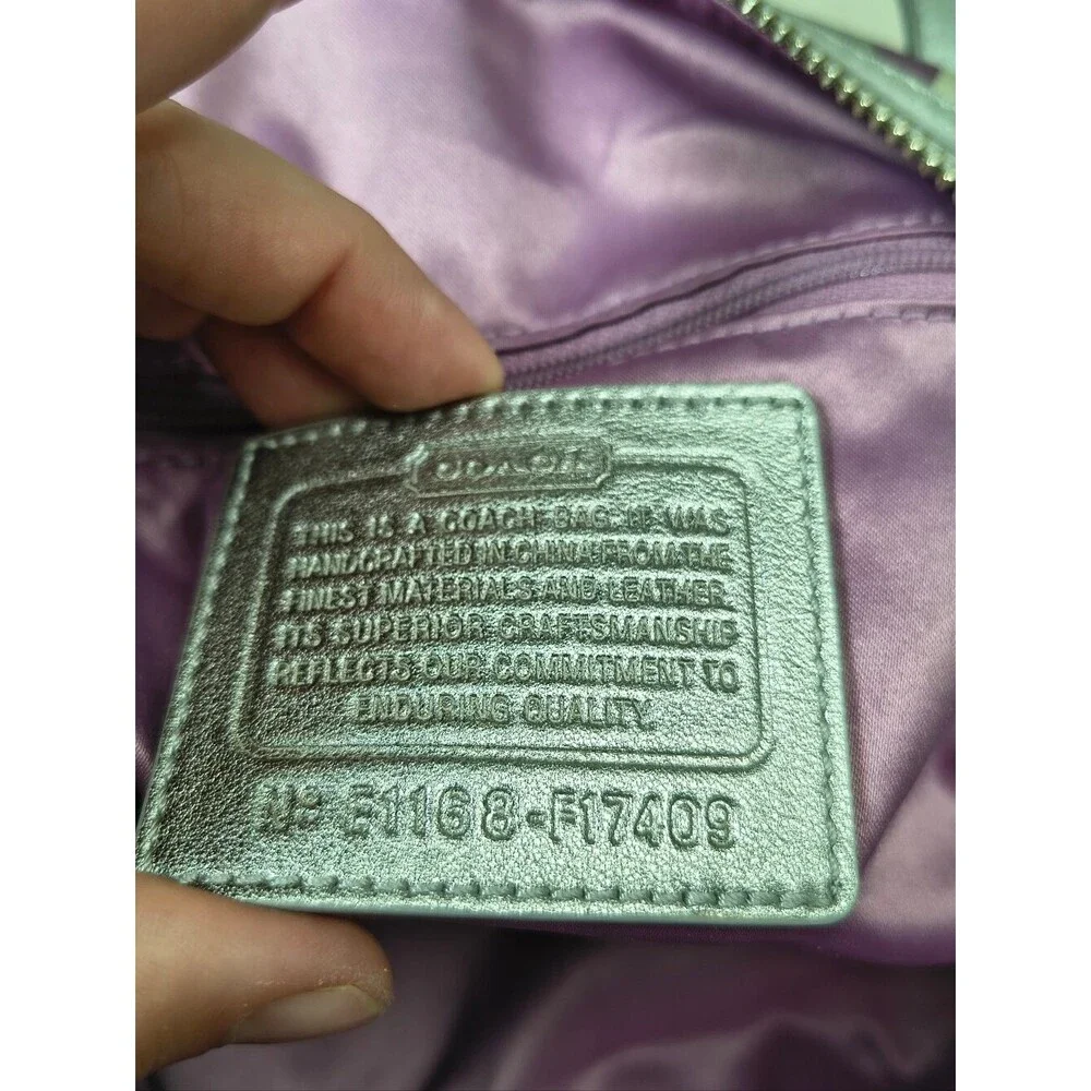 Coach Optic Convertible Scarf Print Carry All F17409 Purple Silver Taupe Sateen